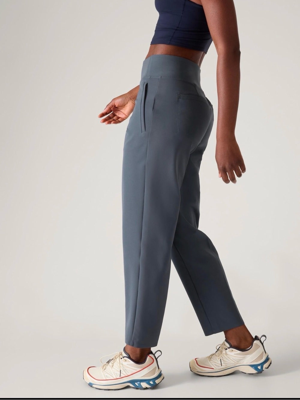 Athleta Elation High Rise Straight Leg Slate Blue Pant Size M